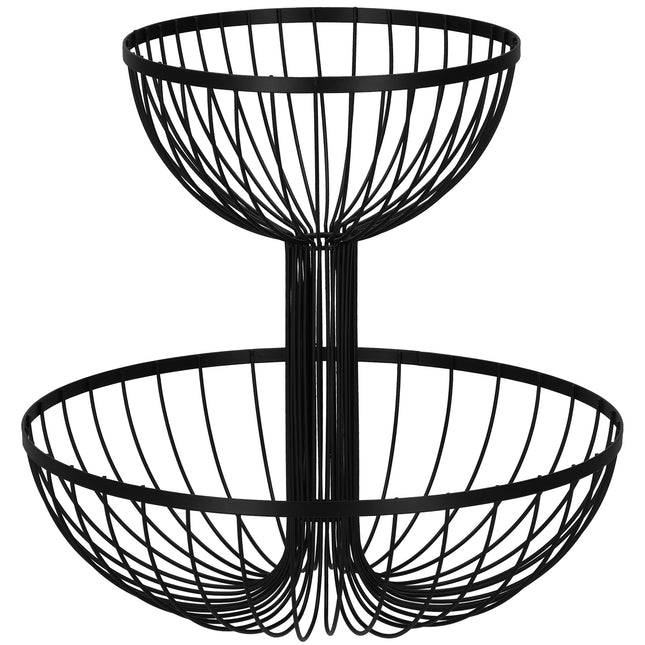 Fruitmand - Dubbel - Metalen Mand - Zwart - 30,5x33 cm
