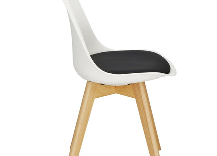 Eetkamerstoel - Gestoffeerd - Wit Zwart - 82 x 44,5 x 41 CM
