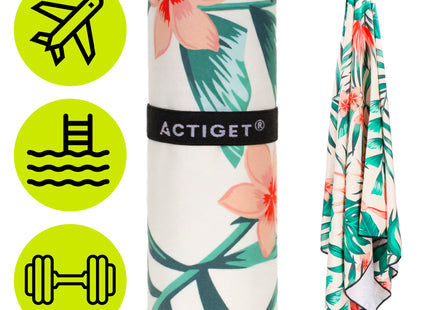 Strandlaken | Badlaken | Strandhanddoek | Microvezel | 180 x 100 cm | Roze/Groen