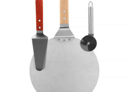 Pizzaschep | Pizzasnijder | Spatel | 25 cm | Naturel/Zilver