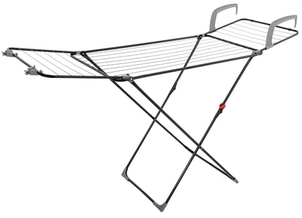 Droogrek - Wasrek - Droogtoren - 3 - Etages - Inklapbaar - Draaibaar - Zwart - Staal - Kunststof - Met Radiatorbeugels - 169 x 54 x 97 Cm