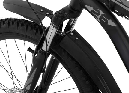 Spatbordenset Voor Mountainbike  - Spatborden Fiets  - Voorwiel - Achterwiel - 2-delige Set - Kunststof - Metaal - Zwart
