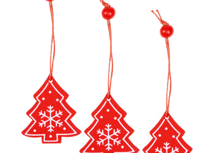 Kersthanger | Kerstbomen | Rood | Hout | 4.5 cm | 3 Stuks