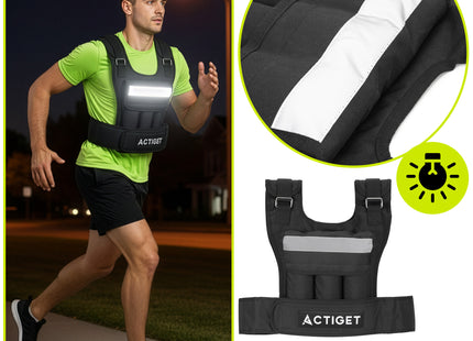 Gewichtsvest - Verzwaard Vest - Trainingsvest - Crossfittvest - Reflectie - Hardlopen / Cardio - Verstelbaar - 20 Kg - Zwart