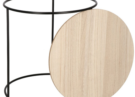 Salontafel | Salontafel Set | Rond | 3-Delig | Zwart/Hout