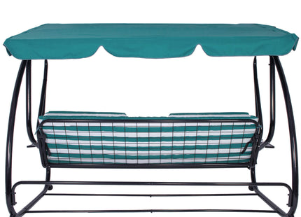 Schommelbank | Linda-Schommel | 3-zits | Waterafstotend | Inclusief 2 Kussens | Verstelbare Luifel | 230 x 100 x 162 cm | Zee Blauw/Wit/Zwart