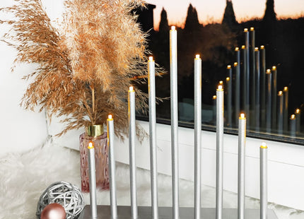 LED Kaarsenbrug | Batterijen | IJspegels | Zilver | Warm Wit