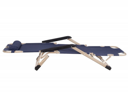 Tuinstoelen | Ligstoel | Ligbed | Verstelbaar | Hoofdsteun | 2 Stuks | Marineblauw/Crème