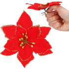 Kunstbloem - Ster van Bethlehem - Rood - Glitters - Clip