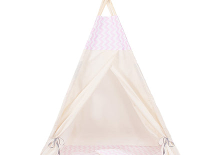 Tipi Tent | Wigwam Speeltent | 120x100x180 cm | Met Mat en Kussens | Naturel Roze | Visgraat
