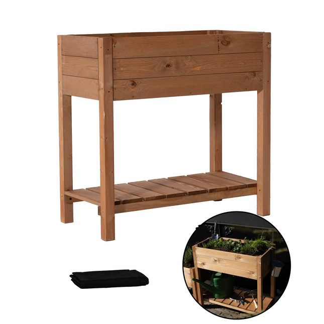 Kweekbak - Plantenbak - Moestuin - Planten - Hout - Geïmpregneerd - Rechthoekig - Bruin- 40 x 80 x 78 Cm