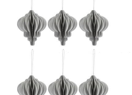 Kerstbal | Papier | 12,5 Cm | 3D | Grijs | 6 Stuks