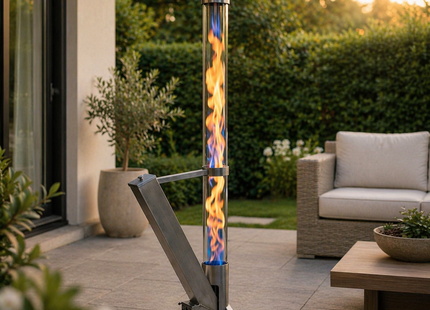 Muntel® Pellet Terras Heater - Terrasverwarmer - Outdoor - Heater - Fire Tube - Pallet - RVS - 34x 44.8x 132.2Cm