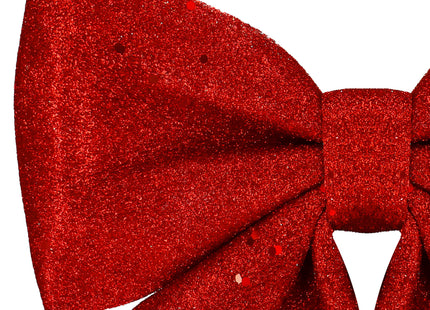 Kersthanger | Kerstversiering | Kerstdecoratie Voor Binnen | Kerststrik | Rood | Glitter | 20 cm | 1 Stuk