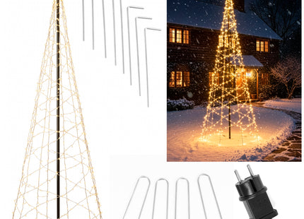 Galaxy LED Kerstboom - Vlaggenmast Verlichting - Inclusief Mast - 3 Meter - Warm wit - 480 LED - Ø 96cm