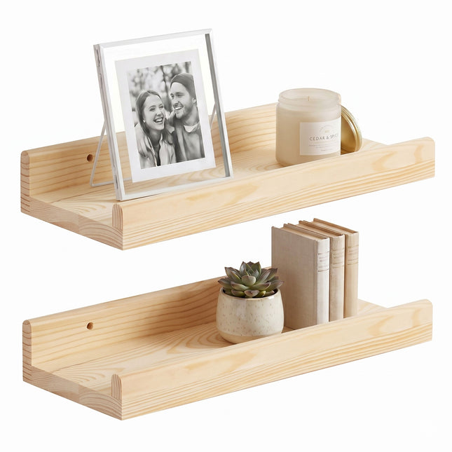 Wandplank - Boekenplank - Ophangbaar - Kruidenplank- Wit- Grenenhout - 10 Kg - 40 cm - 2 Stuks