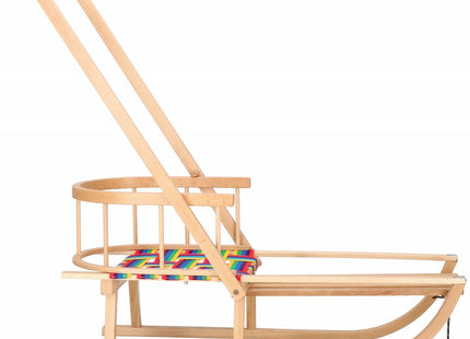 Slee + Rugleuning + Handvat | Sleeën & Accessoires | Winterspeelgoed | Gelakt Beukenhout | Neutraal/Multicolor