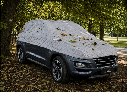CarPassion Autohoes - Half Cover - Beschermhoes - Waterdicht & Vorstbestendig - Maat L - Grijs - 455 cm