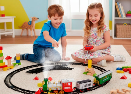 Springos® Speelgoedtrein - Stoomgeluid - Met afstandsbediening - 345 CM Spoor