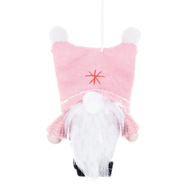 Kerstkabouter - Kersthanger - Kerstdwerg - Kerstversiering - Roze - 8 cm
