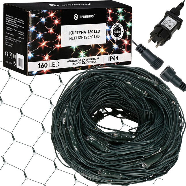 Netverlichting | Lichtgordijn | Kerstverlichting buiten | Koel wit | 160 LED