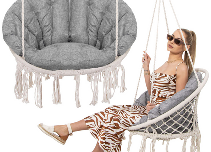 Hangstoel | Binnen & Buiten | Belastbaar tot 150 kg | 120 x 79 cm | Grijs/Beige