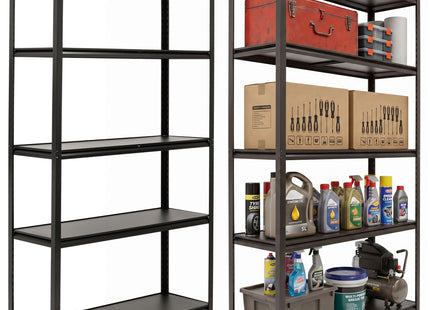 Stellingkast - Opbergrek - 750 kg - Draagkracht - Zwart - 5 Etages - 200x120x40 cm