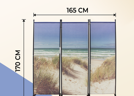 Kamerscherm - 3-delig - Privacy scherm - UV- Bestendig - Zee - Duinen - 170 x 165 Cm - PVC