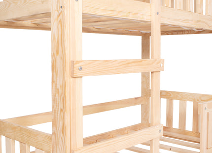 Kinderbed - Stapelbed - Veiligheid - Grenenhout - Trap -  Tot 100 Kg - Lichtbruin - 164 x87x184 cm