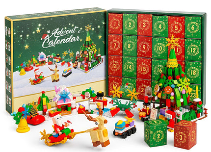 Adventskalender met Bouwblokken – 618 Onderdelen – 24 Verrassingen – Kerstfiguren