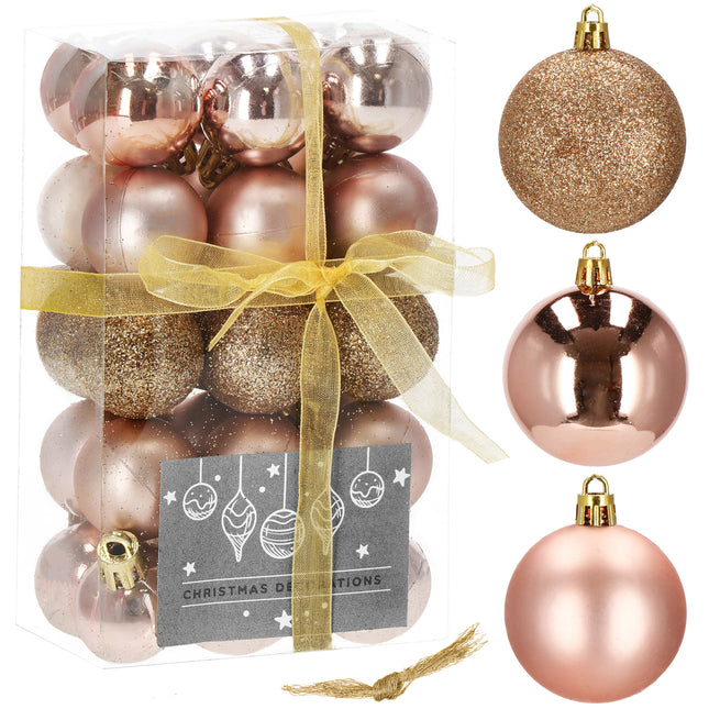 Kerstballen | 30 Stuks | 3 cm | Rosegoud