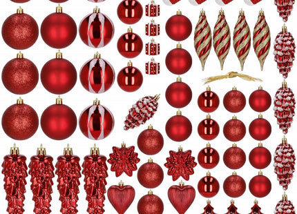 Kerstballen | 72 Stuks | Rood/Wit
