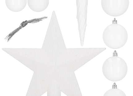 Kerstballen & Piek | 33 Stuks | 5/6/8 cm | Wit