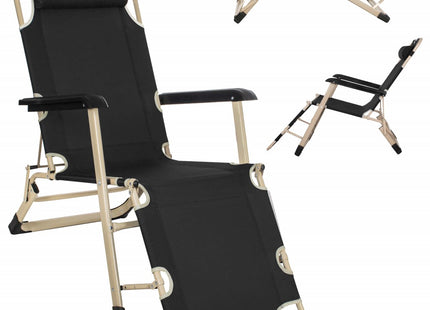 Tuinstoelen | Ligstoel | Ligbed | Verstelbaar | Hoofdsteun | 2 Stuks | Zwart/Crème
