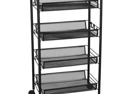 Keukentrolley - Opbergrek - Wielen - 4 Planken - Zwart - 84,5x44x27 cm