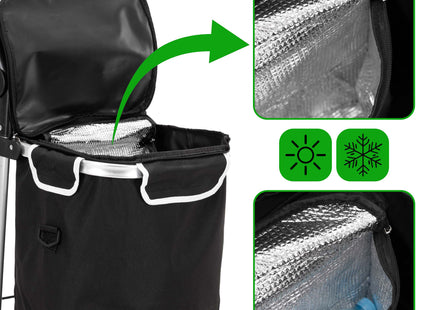 Boodschappentrolley - Boodschappenkrat - Met Twee Wielen - Grijs - Zwart - 42 L - 30 KG - 101 x 45 CM