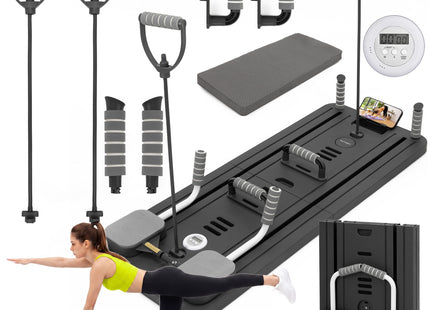 Pilates Reformer - Pilates Board  - Buikspiertrainer - Fitnesstrainer - Multifunctioneel - Opvouwbaar - Zwart - 150 Kg