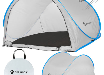 Strandtent | Pop-Up Strandtent | UV Filter | Inclusief Draagtas | 120 x 200 x 110 cm | Grijs/Blauw