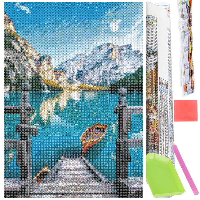 Diamond Painting - Volwassenen - Berg - Meer - 40 x 30 cm
