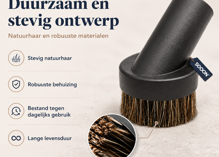 SQOON® Universele Plumeau PRO – Geschikt voor Numatic, Taski, Nilfisk - Natuurhaar Borstel – 32 mm