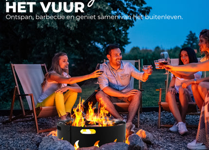 Vuurschaal  Met Grill Functie -   Vuurschaal - 2-in 1 - Vuurkorf - Vuurhaard - Tuinhaard - Staal  - Zwart