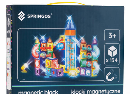 Springos® Magnetisch speelgoed - Knikkerbaan - 134 Stuks - Montessori speelgoed - Speelgoed kinderen