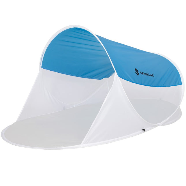 Strandtent | Pop-Up Strandtent | UV Filter | Inclusief Draagtas | 120 x 200 x 95 cm | Blauw/Wit