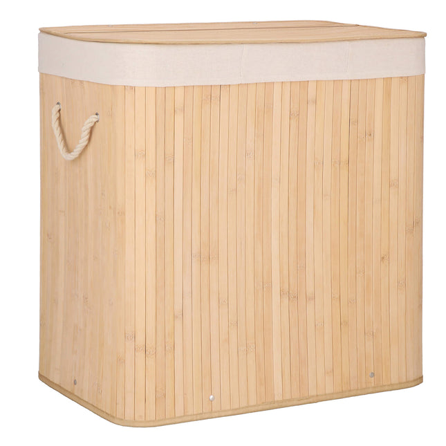 Wasmand | 150 Liter | 3 Vakken | Bruin | Bamboe