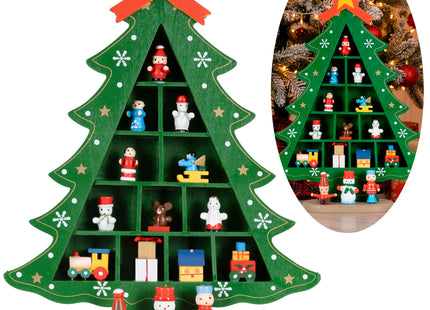 Kerstfiguur - Kerstboom - Kerstversiering - Hout - 28 cm