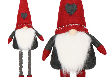 Kerstkabouter - Kerstdwerg - Kerstversiering - Telescopisch - 50-70 cm - Rood/Grijs