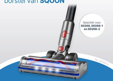 SQOON® - Borstelrol geschikt voor Dyson V7, V8, V10, V11, V15, S0268,S0268-1 en S0268-2, Geschikt Voor Gladde Vloeren en Kortpolig Tapijt en Kleden