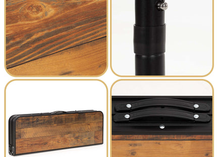 Picknick Tafel Met Bankjes - Campingtafel - Campingset - Biertafel - Horeca -Tafel - Bankjes - Opvouwbaar - Bruin -  90 x 60 x 70 cm
