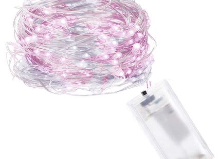 Kerstboomverlichting - 20 LED - Microdraden - 1.9 M - Koud Wit/Roze