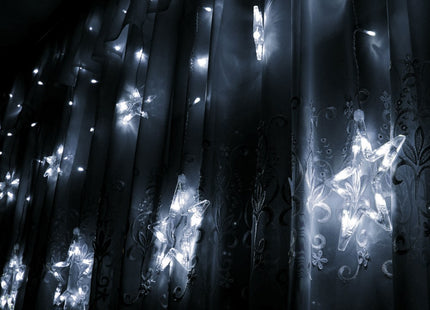 IJspegel Verlichting Buiten | Lichtgordijn | Sterren | Kerstverlichting Buiten | 2 m | 92 LED | Koel Wit